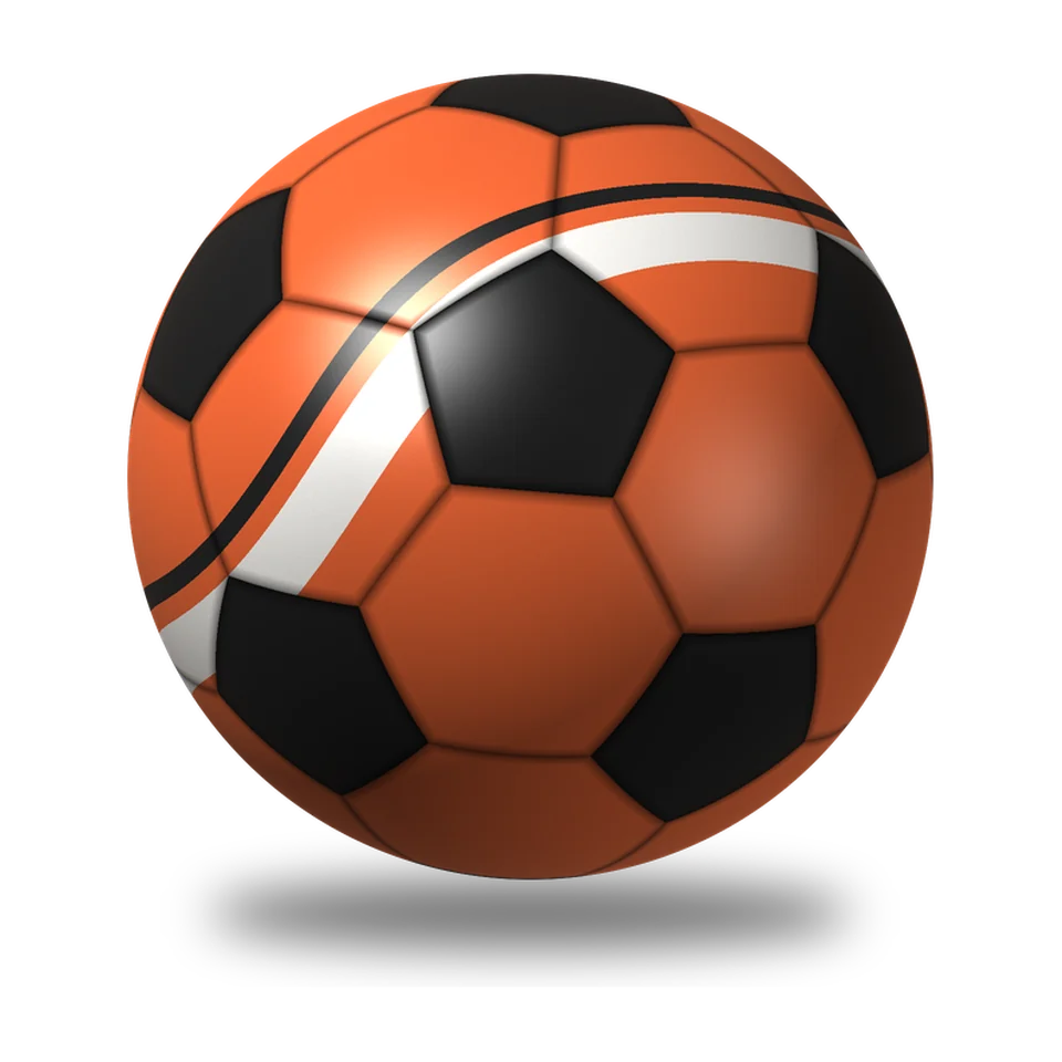 Bola de futebol de treino laranja com marca própria, gomos pretos e grafismo curvo branco